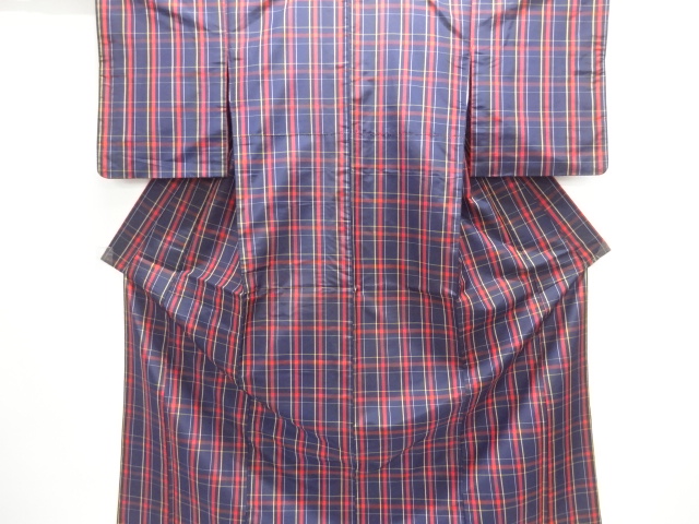 格子織り出し米沢紬着物アンサンブル